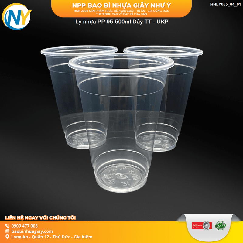 Ly nhựa PP 95-500ml - Dày TT (7.5) (UKP) (50 cái / lốc - 1.000 cái / Thùng) | LY NHỰA PP | Mã HHLY065_04_01