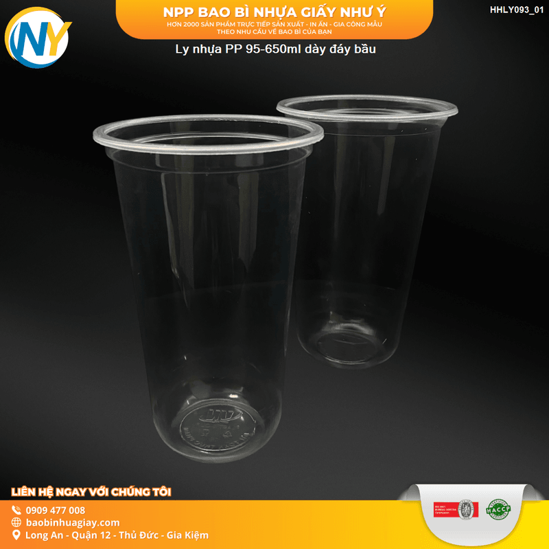 Ly nhựa PP D95-650ml dày đáy bầu | LY NHỰA PP | Mã HHLY093_01