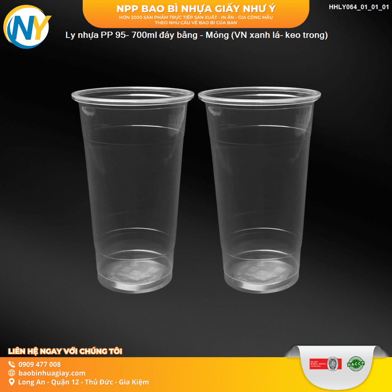 Ly nhựa PP 95- 700ml - Mỏng (TH) (thùng xanh lá- b.keo đỏ) | LY NHỰA PP | Mã HHLY064_01_01_01