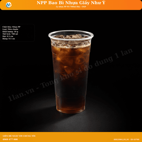 Ly nhựa PP 95-700ml Dày - UKP | LY NHỰA PP | Mã HHLY064_03_01 | Tổng kho phân phối đồ dùng 1 lần 1lan.vn