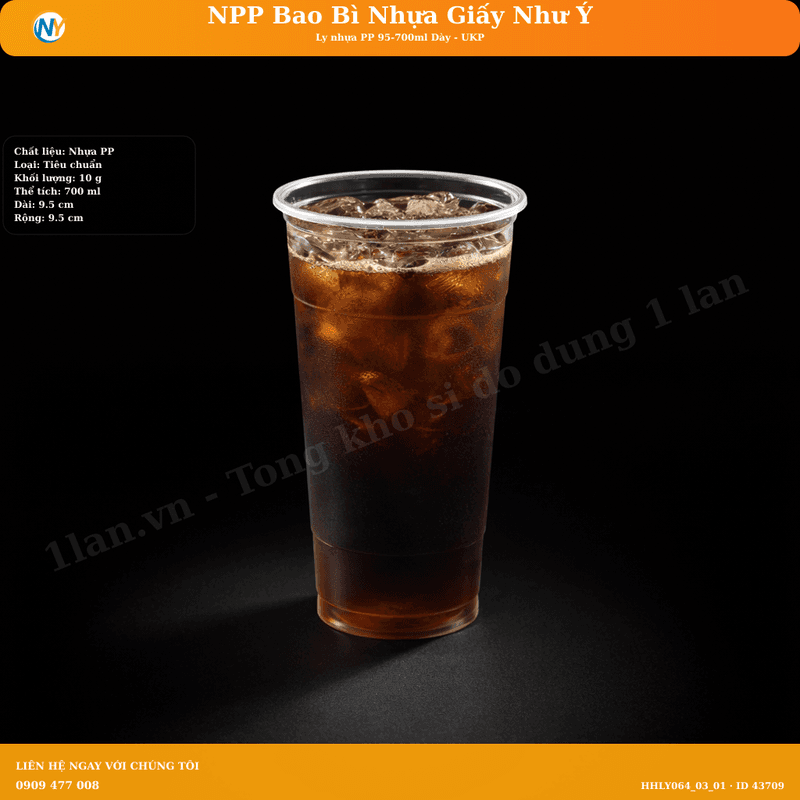 Ly nhựa PP 95-700ml Dày - UKP ( 50 cái / lốc - 1000 cái / thùng ) | LY NHỰA PP | Mã HHLY064_03_01