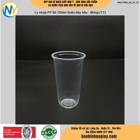 Ly nhựa PP D95-700ml thiếu đáy bầu - Mỏng (TT) | LY NHỰA PP | Mã HHLY069_02_01_01 | Tổng kho phân phối đồ dùng 1 lần 1lan.vn