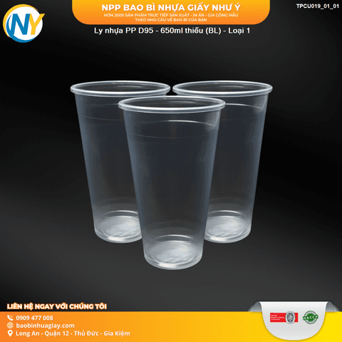 Ly nhựa PP D95 - 650ml thiếu (BL) - Loại 1 | LY NHỰA PP | Mã TPCU019_01_01 | Tổng kho phân phối đồ dùng 1 lần 1lan.vn