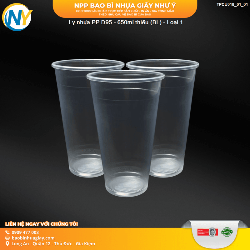 Ly nhựa PP D95 - 650ml thiếu (BL) - Loại 1 | LY NHỰA PP | Mã TPCU019_01_01