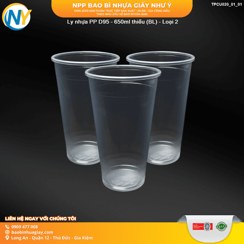 Ly nhựa PP D95 - 650ml thiếu (BL) - Loại 2 | LY NHỰA PP | Mã TPCU020_01_01 | Tổng kho phân phối đồ dùng 1 lần 1lan.vn