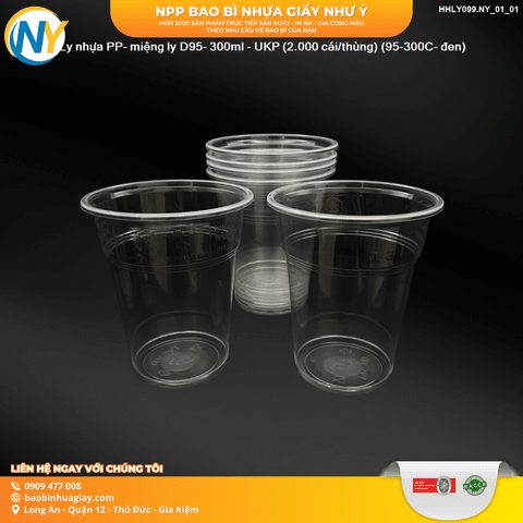 Ly nhựa PP- miệng ly D95- 300ml - UKP (2.000 cái/thùng) (95-300C- đen) | LY NHỰA PP | Mã HHLY099.NY_01_01 | Tổng kho phân phối đồ dùng 1 lần 1lan.vn