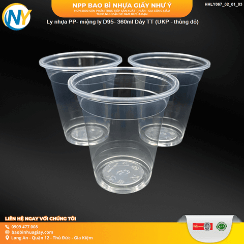 Ly nhựa PP- miệng ly D95- 360ml Dày TT (5.5) (UKP) (thùng viền đỏ) | LY NHỰA PP | Mã HHLY067_02_01_03 | Tổng kho phân phối đồ dùng 1 lần 1lan.vn