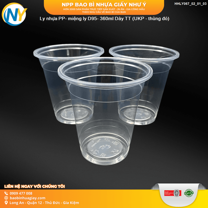 Ly nhựa PP- miệng ly D95- 360ml Dày TT (5.5) (UKP)- Thùng viền đỏ | LY NHỰA PP | Mã HHLY067_02_01_03