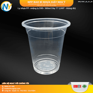 Ly nhựa PP- miệng ly D95- 360ml Dày TT (5.5) (UKP)- Thùng viền đỏ - ảnh 3