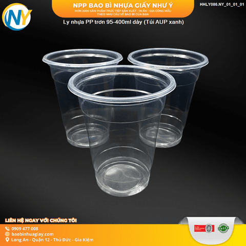 Ly nhựa PP trơn 95-400ml - DÀY (Túi AUP xanh/Túi TH Hồng) (1.000 cái/bao) | LY NHỰA PP | Mã HHLY086.NY_01_01 | Tổng kho phân phối đồ dùng 1 lần 1lan.vn