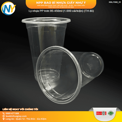 Ly nhựa PP trơn 95-450ml (Đỏ) (4.5) (TH) (1.000 cái/bao) | LY NHỰA PP | Mã HHLY068_01 | Tổng kho phân phối đồ dùng 1 lần 1lan.vn