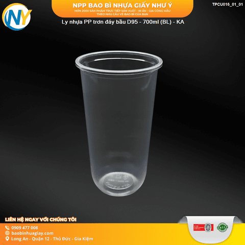 Ly nhựa PP trơn đáy bầu D95 - 700ml (BL) - KA | LY NHỰA PP | Mã TPCU016_01_01 | Tổng kho phân phối đồ dùng 1 lần 1lan.vn