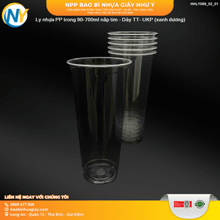Ly nhựa PP trong 90-700ml nắp tim - Dày TT- UKP (xanh dương) - ảnh 3