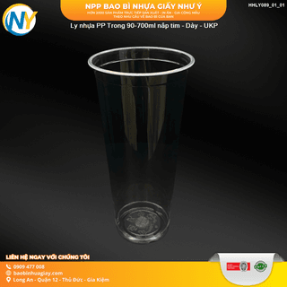 Ly nhựa PP Trong D90-700ml nắp tim - Dày - UKP (dung tích thực 650ml) - ảnh 1