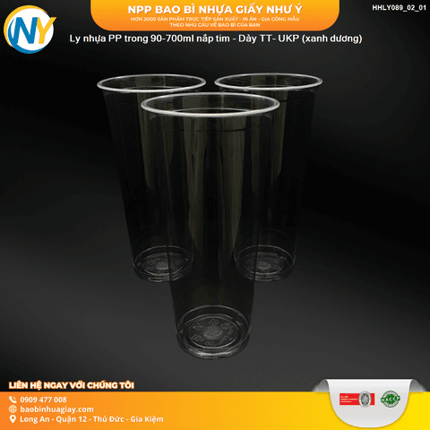 Ly nhựa PP trong 90-700ml nắp tim - Dày TT- UKP (xanh dương) | LY NHỰA PP | Mã HHLY089_02_01 | Tổng kho phân phối đồ dùng 1 lần 1lan.vn