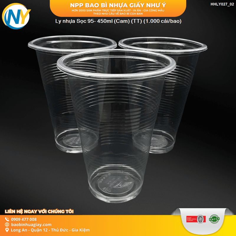 Ly nhựa Sọc 95- 450ml (Cam) (TT) (1.000 cái/bao) - BK vàng