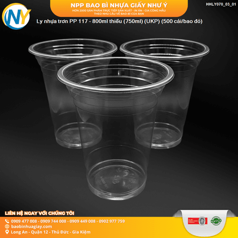 Ly nhựa PP 117 - 800ml thiếu (750ml) (BAO ĐỎ) (UKP) (500 cái/bao) | LY NHỰA PP | Mã HHLY070_03_01 | Tổng kho phân phối đồ dùng 1 lần 1lan.vn