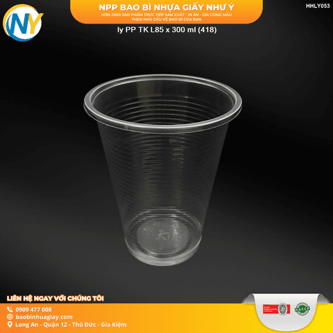 Ly PP sọc TK  L85 x 300ml (418) | LY PP SỌC GÂN - LY PS - LY TRÀ NHỎ - NHA KHOA - SP | Mã HHLY053 | Tổng kho phân phối đồ dùng 1 lần 1lan.vn