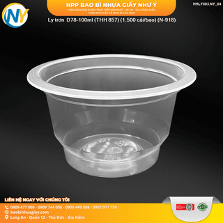 Ly trơn  D78-100ml (THH 857) (1.500 cái/bao) (N-918) - ảnh 4