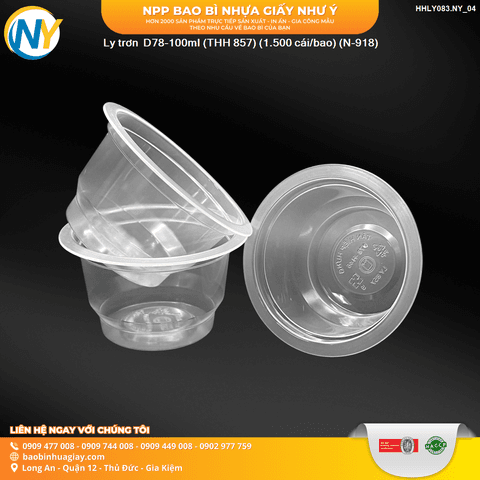 Ly trơn  D78-100ml (THH 857) (1.500 cái/bao) (N-918) | LY NHỰA RAU CÂU/ĐẬU HỦ/PUDDING/YAOURT/Panna Cotta | Mã HHLY083.NY_04 | Tổng kho phân phối đồ dùng 1 lần 1lan.vn