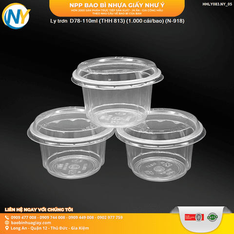 Ly trơn  D78-110ml (THH 813) (1.000 cái/bao) (N-918) | LY NHỰA RAU CÂU/ĐẬU HỦ/PUDDING/YAOURT/Panna Cotta | Mã HHLY083.NY_05 | Tổng kho phân phối đồ dùng 1 lần 1lan.vn