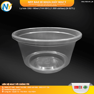 Ly trơn  D92-180ml (THH 891) (1.000 cái/bao) (N-92TL/THH 959) - ảnh 4