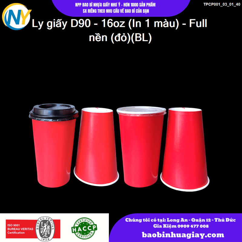 Ly giấy D90 - 16oz (In 1 màu) - Full nền (đỏ)(BL) | LY GIẤY | Mã TPCP001_03_01_40