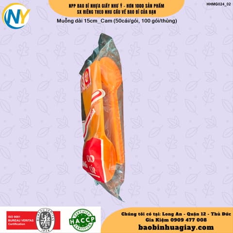 Muỗng dài 15cm_Cam (50cái/gói, 100 gói/thùng) | ĐŨA - MUỖNG - DAO - NĨA - XIÊN - TĂM - COMBO Muỗng | Mã HHMG024_02 | Tổng kho phân phối đồ dùng 1 lần 1lan.vn