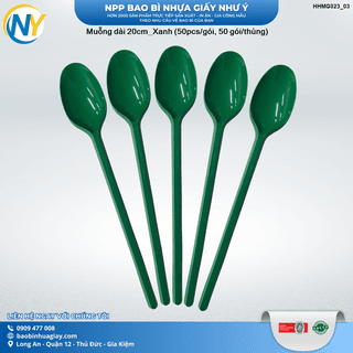 Muỗng dài 20cm Xanh lá ( 50 cái/gói, 2.500 cái/thùng ) - ảnh 3