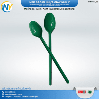 Muỗng dài 20cm Xanh lá ( 50 cái/gói, 2.500 cái/thùng ) - ảnh 2