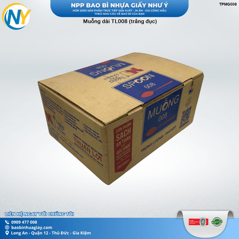 Muỗng dài TL008 (trắng đục) ( 10 kg/thùng ) | ĐŨA - MUỖNG - DAO - NĨA - XIÊN - TĂM - COMBO Muỗng | Mã TPMG008 | Tổng kho phân phối đồ dùng 1 lần 1lan.vn