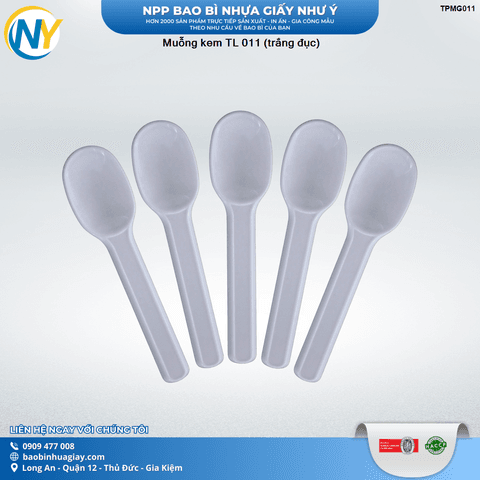 Muỗng kem TL 011 (trắng đục) | ĐŨA - MUỖNG - DAO - NĨA - XIÊN - TĂM - COMBO Muỗng | Mã TPMG011 | Tổng kho phân phối đồ dùng 1 lần 1lan.vn