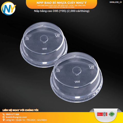 Nắp nhựa bằng cao PET- miệng ly D95 (Y95) (LP) (2.000 cái/thùng) | NẮP LY/TÔ - NẮP BẰNG -  NẮP CẦU - NẮP TRỰC TIẾP - NẮP TIM | Mã HHNL038_01 | Tổng kho phân phối đồ dùng 1 lần 1lan.vn