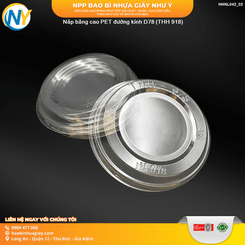 Nắp bằng cao nhựa PET đường kính D78 (THH 918) - đậy ly rau câu bông mai d78 - 110ml | NẮP LY/TÔ - NẮP BẰNG -  NẮP CẦU - NẮP TRỰC TIẾP - NẮP TIM | Mã HHNL042_02 | Tổng kho phân phối đồ dùng 1 lần 1lan.vn