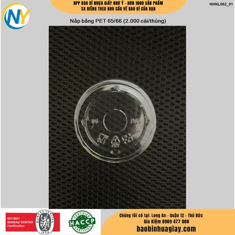 Nắp bằng PET 65/66 (LP) (2.000 cái/thùng) | NẮP LY/TÔ - NẮP BẰNG -  NẮP CẦU - NẮP TRỰC TIẾP - NẮP TIM | Mã HHNL062_01 | Tổng kho phân phối đồ dùng 1 lần 1lan.vn