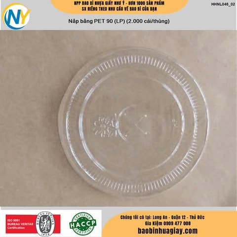 Nắp bằng PET 90 (LP) (2.000 cái/thùng) | NẮP LY/TÔ - NẮP BẰNG -  NẮP CẦU - NẮP TRỰC TIẾP - NẮP TIM | Mã HHNL046_02 | Tổng kho phân phối đồ dùng 1 lần 1lan.vn