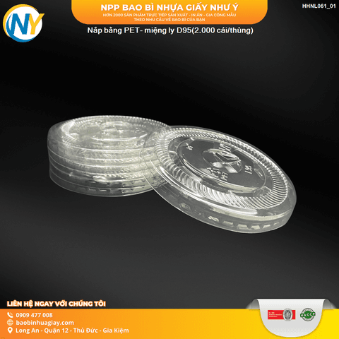 Nắp bằng PET- miệng ly D95 (LP) (2.000 cái/thùng) | Tổng kho phân phối đồ dùng 1 lần 1lan.vn