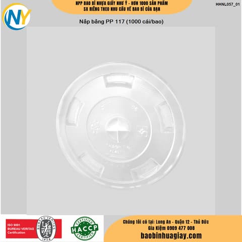 Nắp bằng PP 117 (TT) (50 cái / lốc - 1000 cái/bao) | NẮP LY/TÔ - NẮP BẰNG -  NẮP CẦU - NẮP TRỰC TIẾP - NẮP TIM | Mã HHNL057_01 | Tổng kho phân phối đồ dùng 1 lần 1lan.vn