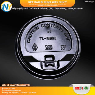 Nắp ly giấy - PP D90 Black (nút bật) (BL) - 50pcs/ bag, 20 bags/ carton - ảnh 2