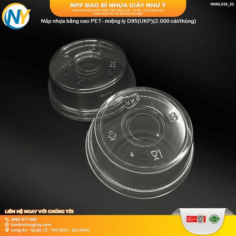 Nắp nhựa bằng cao PET- miệng ly D95(UKP)(2.000 cái/thùng) | Tổng kho phân phối đồ dùng 1 lần 1lan.vn