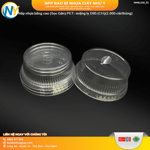 Nắp nhựa bằng cao (Sọc Gân) PET- miệng ly D95 (CH)(2.000 cái/thùng) | Tổng kho phân phối đồ dùng 1 lần 1lan.vn