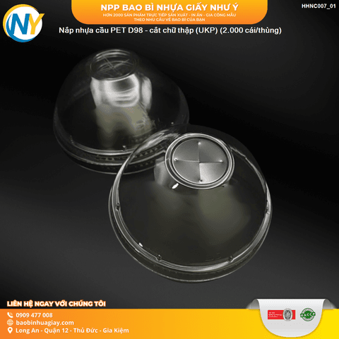 Nắp nhựa cầu PET D98 - cắt chữ thập - DÀY (UKP) (2.000 cái/thùng) | Tổng kho phân phối đồ dùng 1 lần 1lan.vn