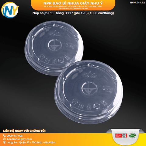 Nắp nhựa PET bằng D117 (phi 120) (Logo ngôi sao)(1000 cái/thùng) | NẮP LY/TÔ - NẮP BẰNG -  NẮP CẦU - NẮP TRỰC TIẾP - NẮP TIM | Mã HHNL048_02 | Tổng kho phân phối đồ dùng 1 lần 1lan.vn