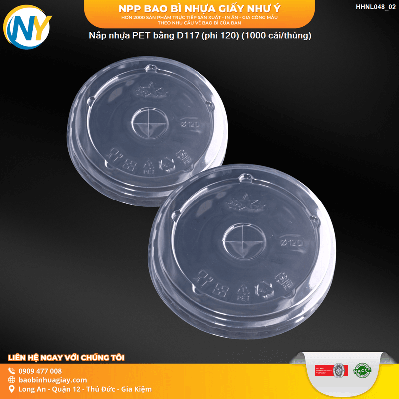 Nắp nhựa PET bằng D117 (phi 120) (Logo ngôi sao)(1000 cái/thùng) | NẮP LY/TÔ - NẮP BẰNG -  NẮP CẦU - NẮP TRỰC TIẾP - NẮP TIM | Mã HHNL048_02