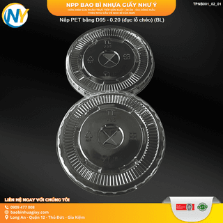 Nắp PET bằng D95 - 0.20 (đục lỗ chéo) (BL) ( 50 cái/lốc - 2.000 cái/bao) - ảnh 1