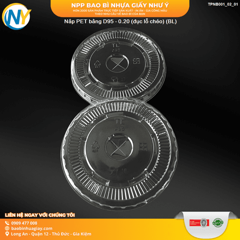 Nắp PET bằng D95 - 0.20 (đục lỗ chéo) (BL) | NẮP LY/TÔ - NẮP BẰNG -  NẮP CẦU - NẮP TRỰC TIẾP - NẮP TIM | Mã TPNB001_02_01 | Tổng kho phân phối đồ dùng 1 lần 1lan.vn