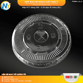 Nắp PET bằng D95 - 0.20 (đục lỗ chéo) (BL) ( 50 cái/lốc - 2.000 cái/bao) - ảnh 2