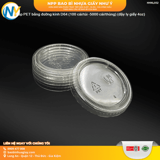 Nắp PET bằng đường kính D64 (TTK) (100 cái/túi -5000 cái/thùng) (đậy ly giấy 4oz) - ảnh 3