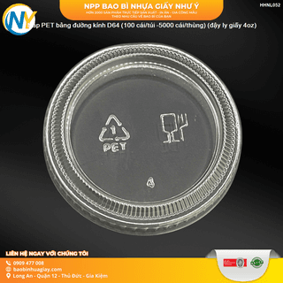Nắp PET bằng đường kính D64 (TTK) (100 cái/túi -5000 cái/thùng) (đậy ly giấy 4oz) - ảnh 2