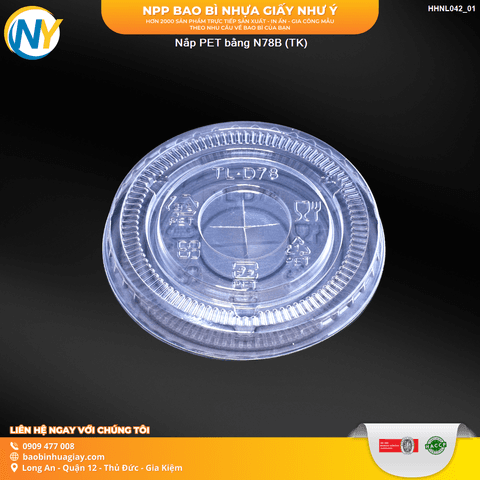 Nắp PET bằng N78B (TK) (D78) (50 cái/ lốc, 1.000 cái/ thùng) | NẮP LY/TÔ - NẮP BẰNG -  NẮP CẦU - NẮP TRỰC TIẾP - NẮP TIM | Mã HHNL042_01 | Tổng kho phân phối đồ dùng 1 lần 1lan.vn